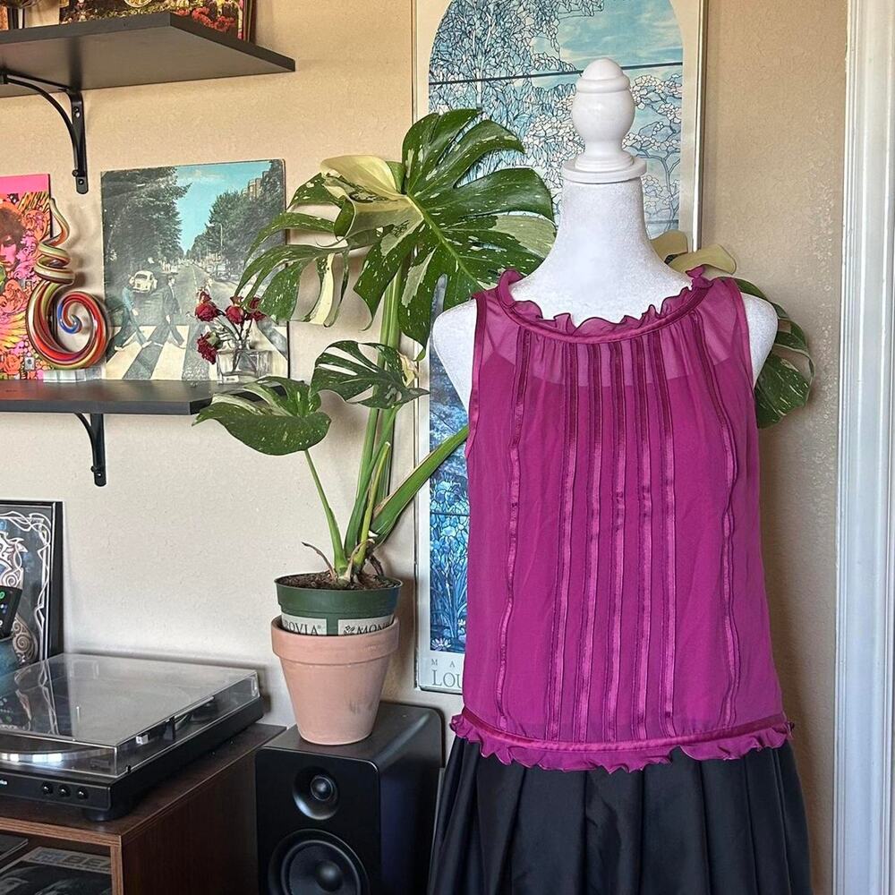 Vintage pink silk tank top XS